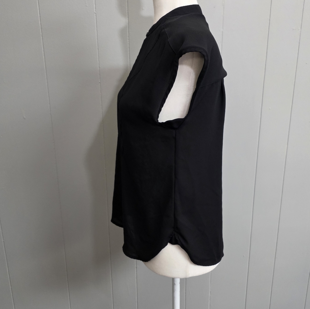J. Crew Cap Sleeve Crepe Black Top Size Sp - Picture 5 of 12